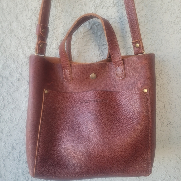 Portland Leather Goods Cognac Leather  Tote Mini Bag - Picture 1 of 16